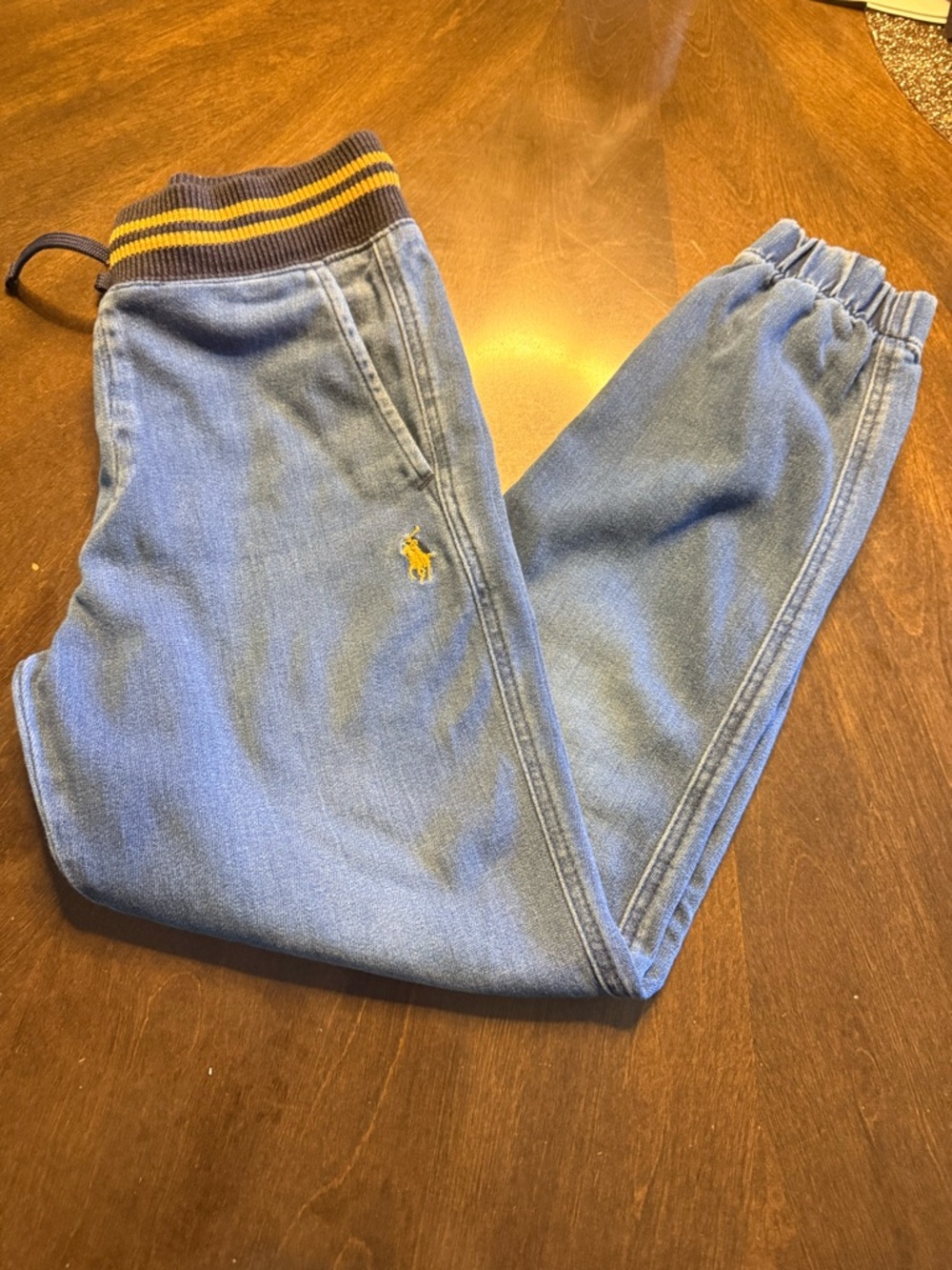 Polo by Ralph Lauren Light Blue Jogger Sweatpants with Yellow Polo Emblem